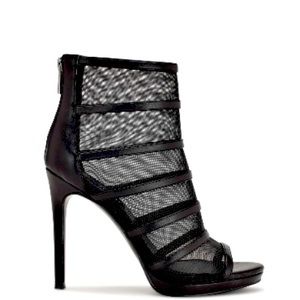 Larang Mesh Black Peep Toe Booties